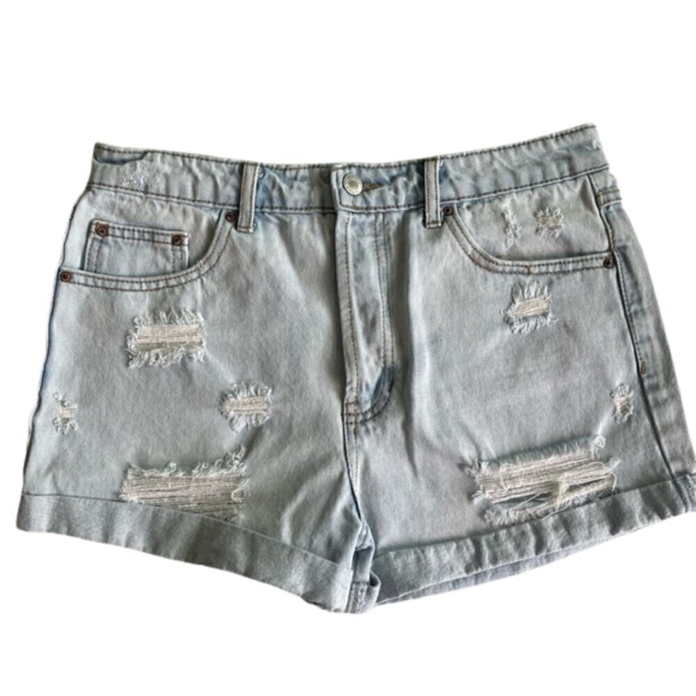 Light Blue Distressed Denim Shorts